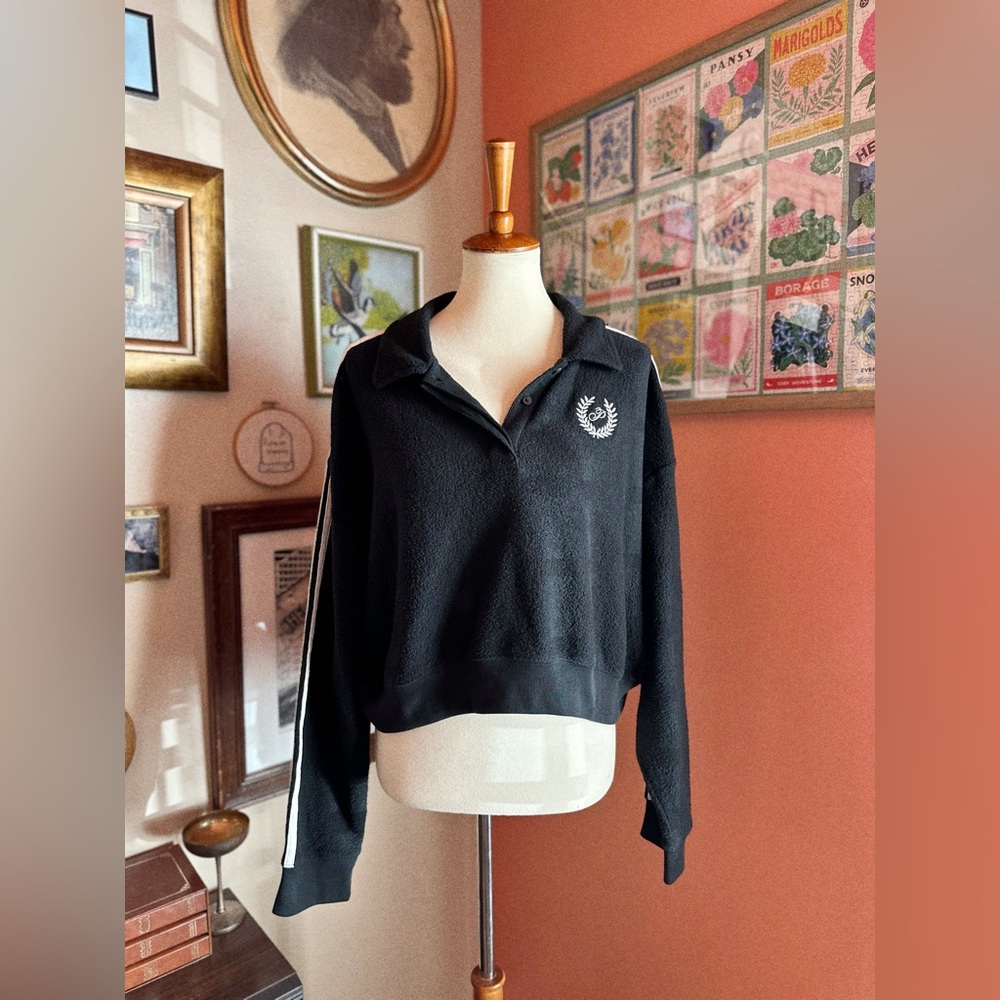 Victoria’s Secret Pink Womens Fleece Cropped Polo Sweatshirt
